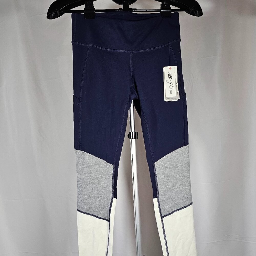 New Balance J. Crew Womens Colorblock Yoga Pants Blue Gray White Small NWT